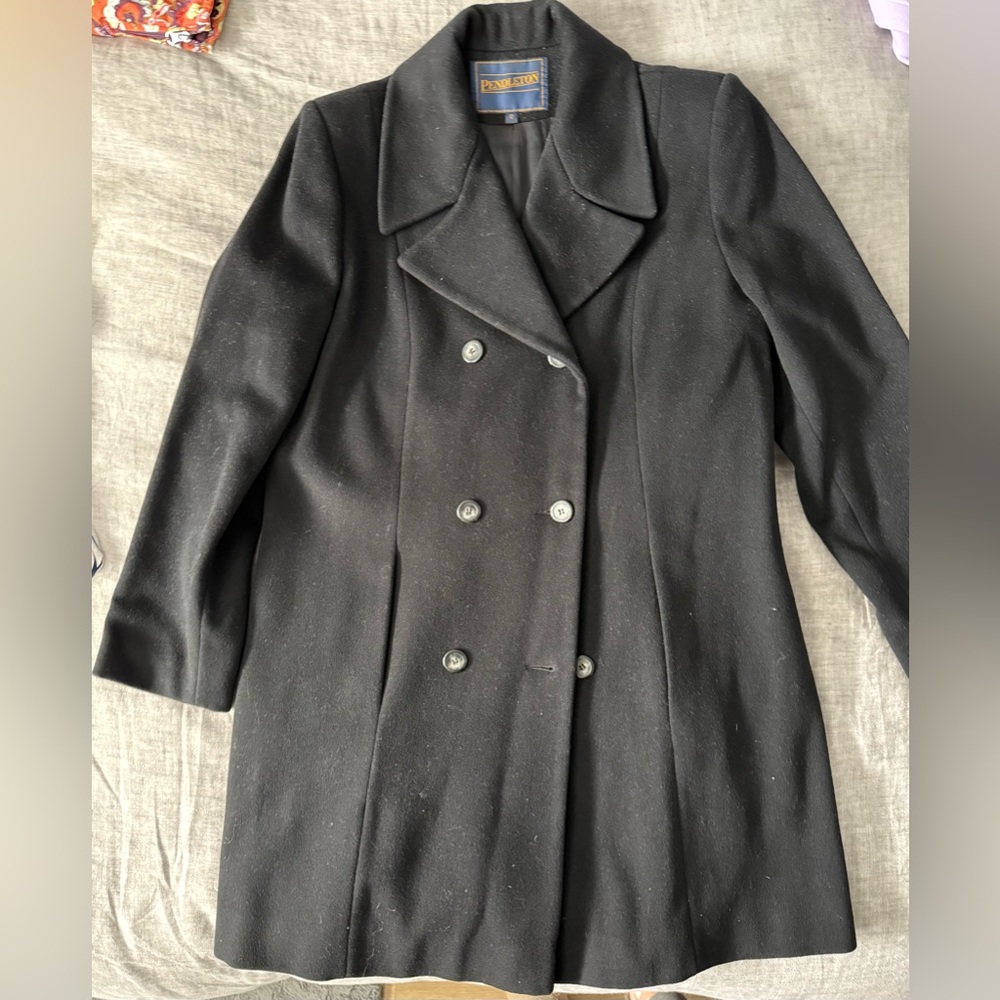 Pendleton Double-Breasted Black Coat - Size 12 - image 2
